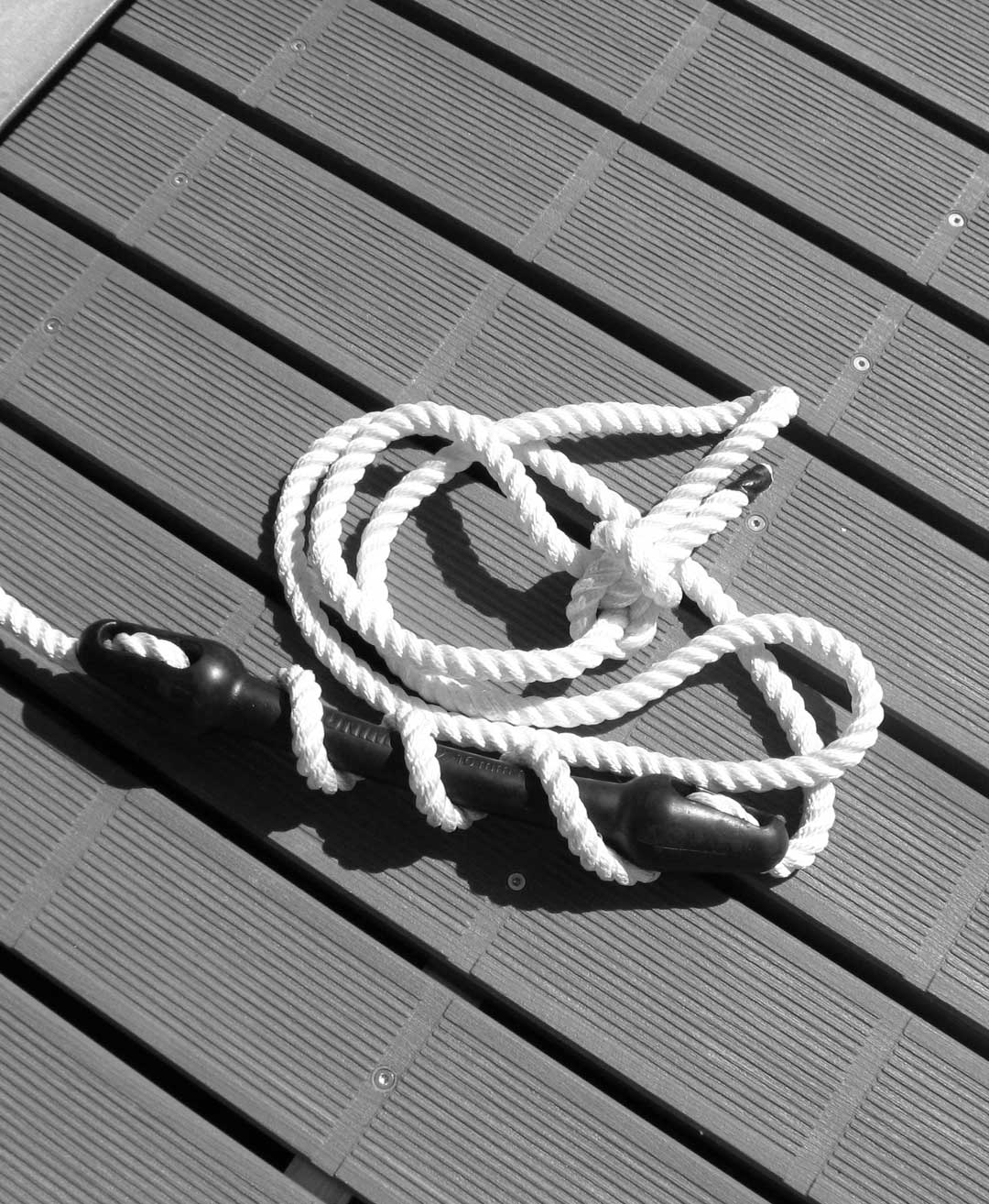 Mooring rope at the private Telos Boats dock overlooking Lake Como.