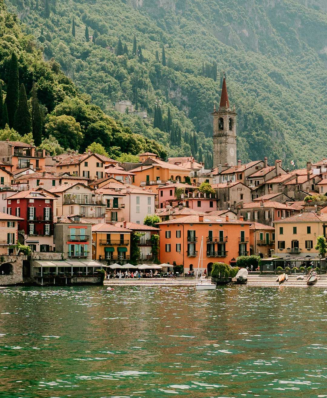 View of Varenna from a self-drive boat while exploring Lake Como.